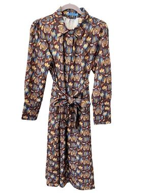 J. McLaughlin Belle Tiffany Bloom Midi Dress Size Large Petite LP Cottage Mod